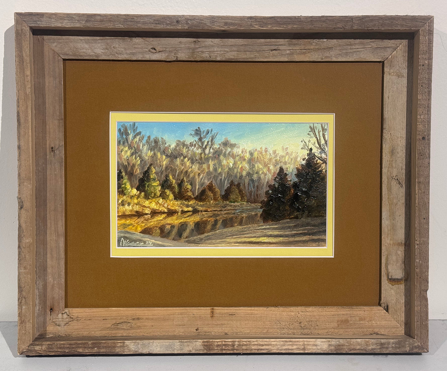 Golden Hour at the Pond original oil painting