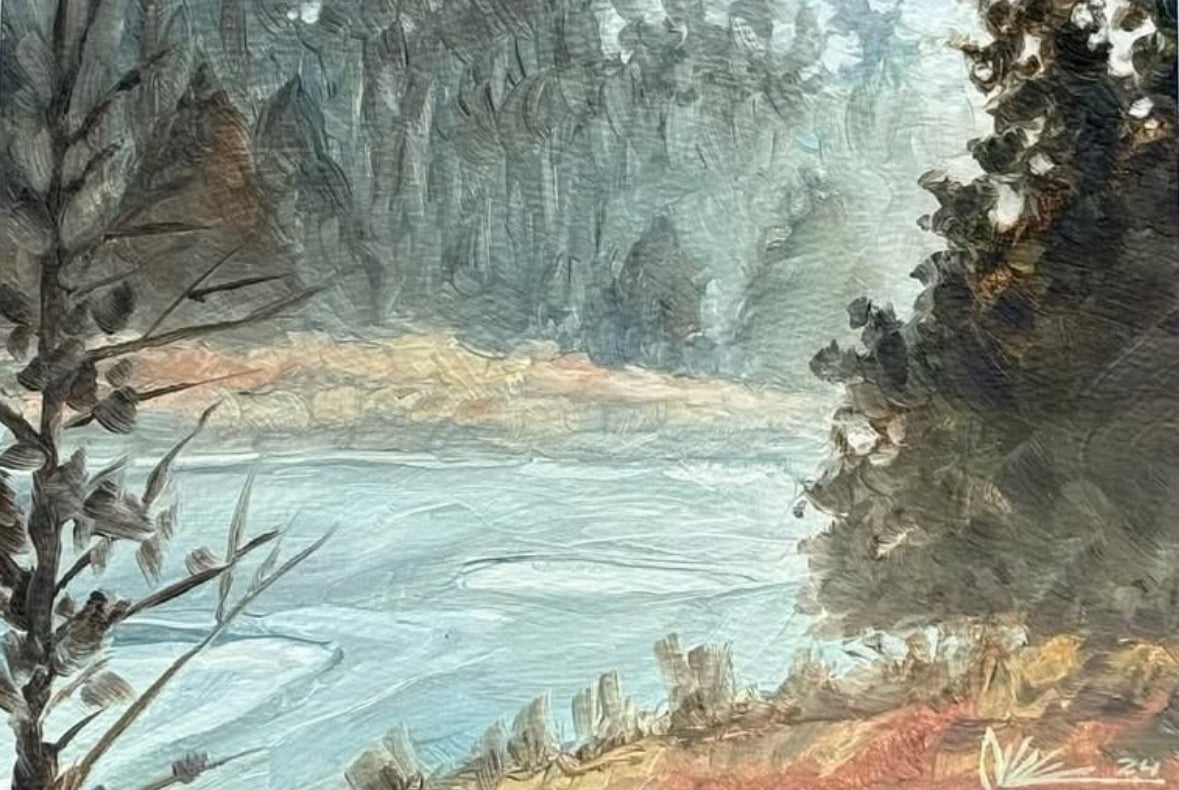 Fog at the Pond original oil painting