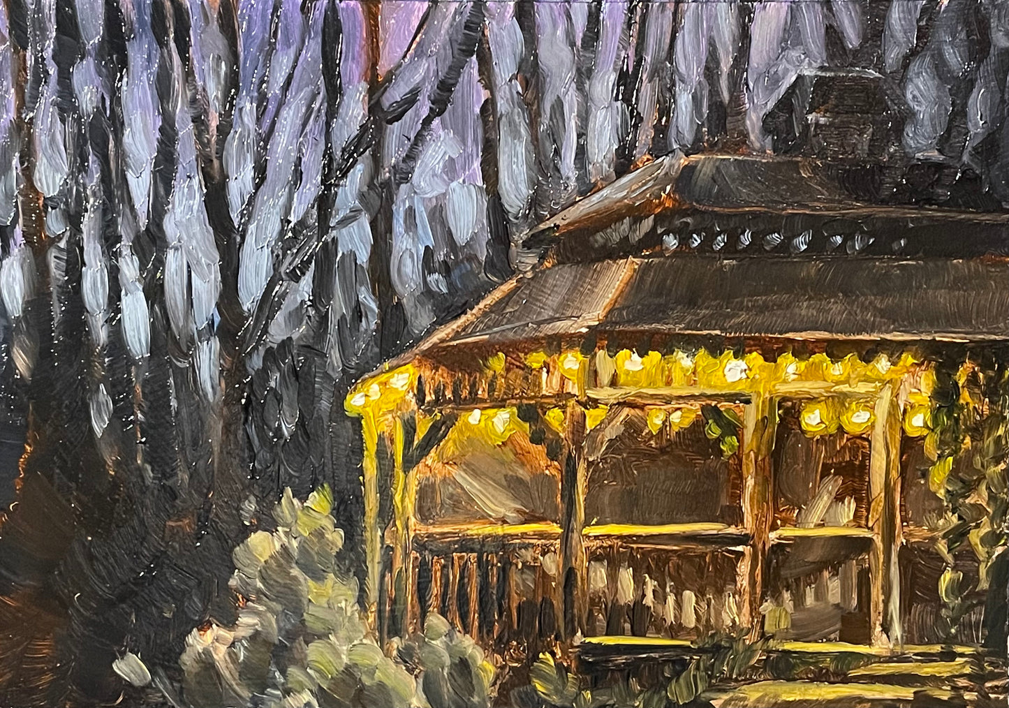 Night Gazebo original painting