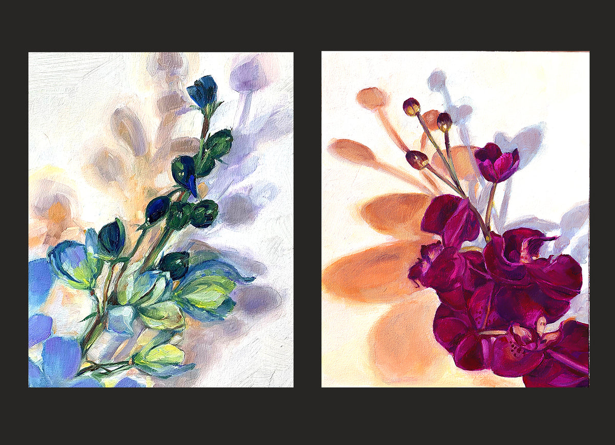 Larkspur and Purple Orchids set